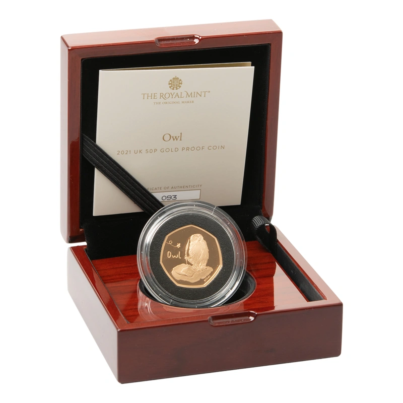 2021 Proof 50p Gold Coin Owl Boxed