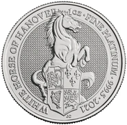 2021 1oz Platinum White Horse of Hanover - Queen's Beast Coin