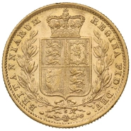 1886 Gold Sovereign - Victoria Young Head Shield Back S