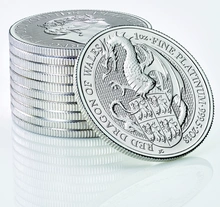 1oz Platinum  Coin, The Red Dragon - Queens Beast