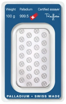 100g Palladium Bar Argor-Heraeus