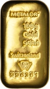 Metalor 100 Gram Gold Bar Cast