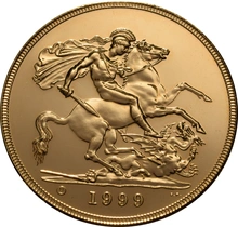 1999 Brilliant Uncirculated Gold Five Pound Coin (Quintuple Sovereign)