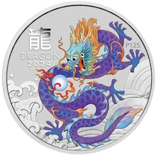 2024 1oz Perth Mint Year of the Dragon Coloured Silver Coin