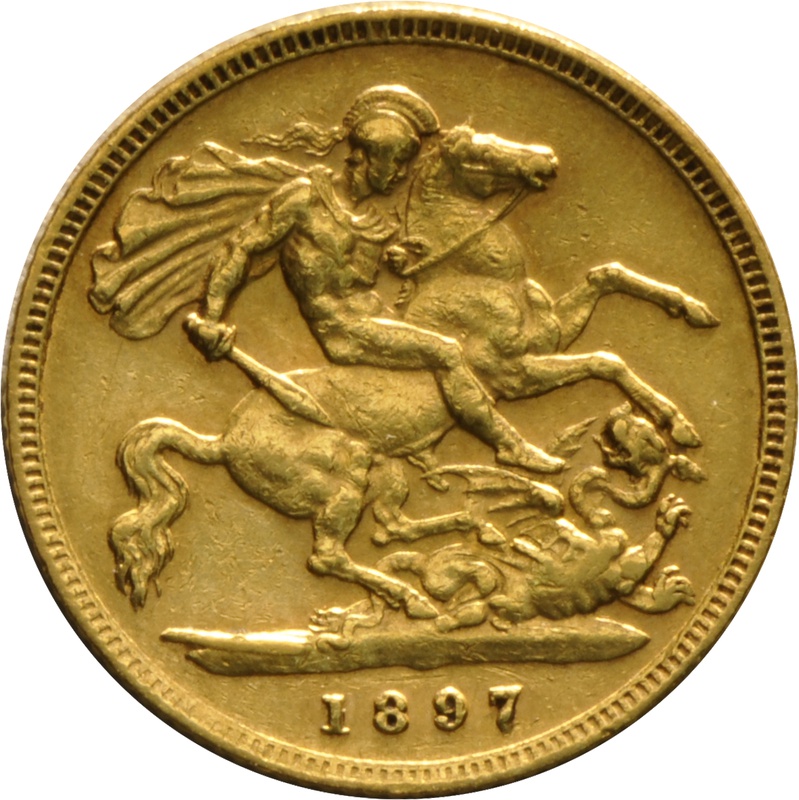 1897 Gold Half Sovereign - Victoria Old Head - London