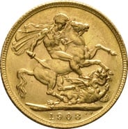 1908 Gold Sovereign - King Edward VII - London