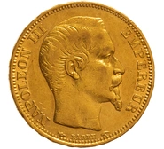 1853 20 French Francs Gold Coin Napoleon III A