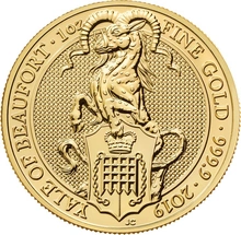 2019 1oz Yale of Beaufort Gold Coin Queen's Beasts PCGS MS69