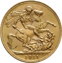 1911 Gold Sovereign - King George V - C - marked