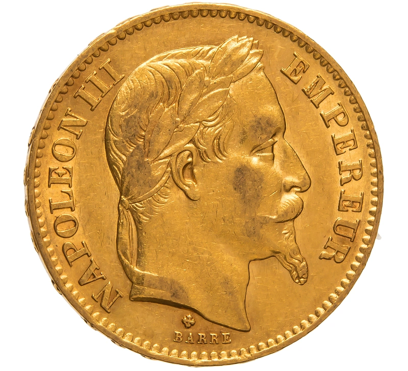 1867 20 French Francs Gold Coin Napoleon III BB