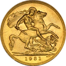 1931 Gold Sovereign - King George V - M NGC AU58