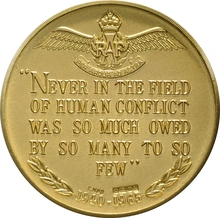 1965 Battle of Britain 25th Anniversary Gold Medal