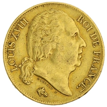 1817 20 French Francs Gold Coin Louis XVIII Q