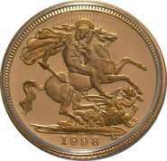 1998 Proof Gold Half Sovereign Elizabeth II Fourth Head