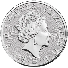 2019 2oz Silver Coin, White Lion of Mortimer, Queen's Beast Boxed