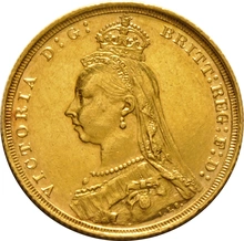 1890 Gold Sovereign - Victoria Jubilee Head - London