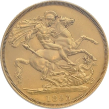 1893 £2 Coin Gold Double Sovereign Victoria Veiled Head CGS75 UNC MS 62-63