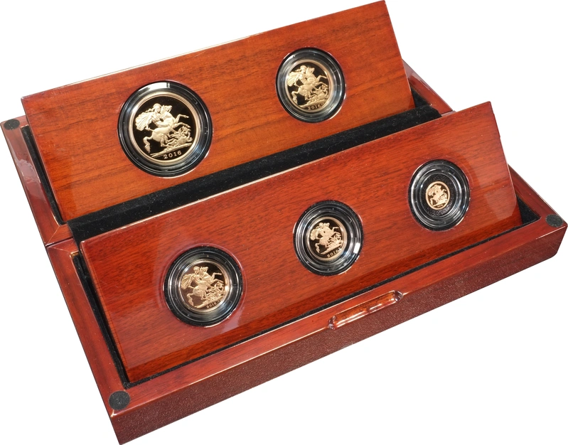 2016 Proof Gold Sovereign 5 Coin Set Butler Effigy Boxed