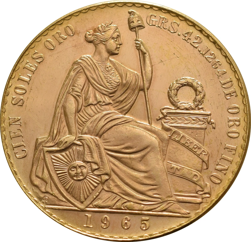 Peruvian 100 Soles - Liberty Seated
