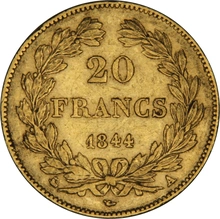 1844 20 French Francs Gold Coin Louis-Philippe A