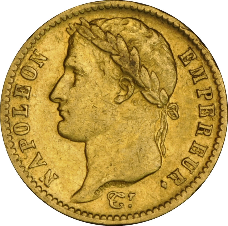 20 French Francs Gold Coin Napoleon I Laureate Head 1807-1815