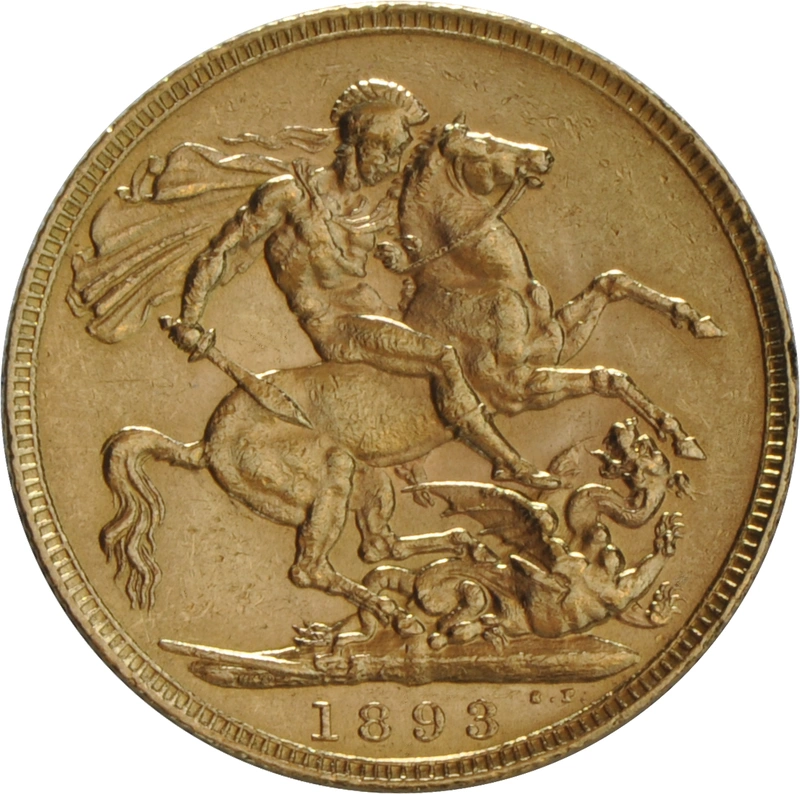 1893 Gold Sovereign Coin Queen Victoria Old Head
