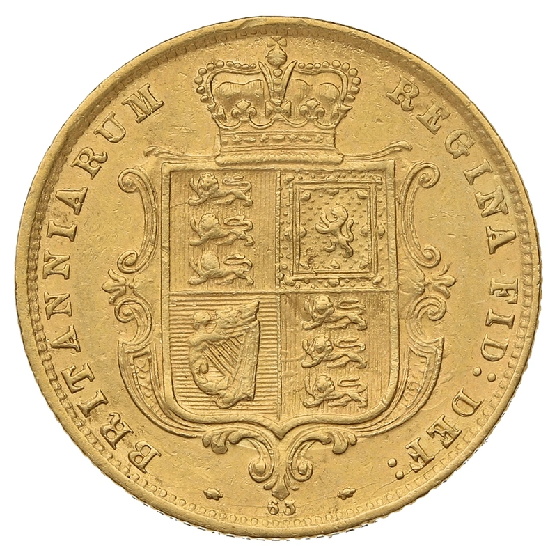 1876 Half Sovereign Victoria Young Head Shield Back - London