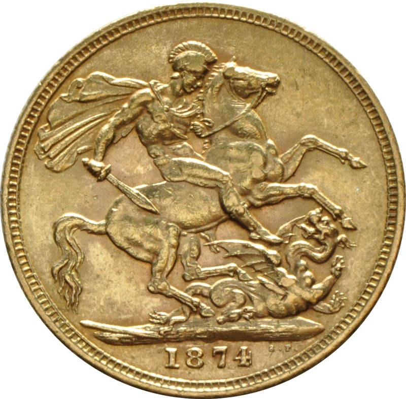 1874 Gold Sovereign - Victoria Young Head - S