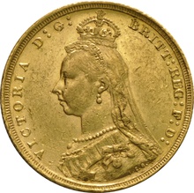 1891 Gold Sovereign - Victoria Jubilee Head - S - $739.50
