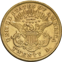 1876 $20 Double Eagle Liberty Head Gold Coin,  San Francisco