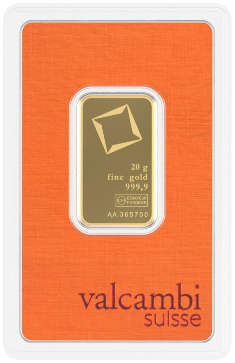 Valcambi 20g Gold Bars | BullionByPost - From $3,422