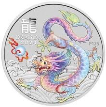 2024 1oz Perth Mint Year of the Dragon Coloured Silver Coin