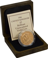 1986 Gold £5 Coin Brilliant Uncirculated Boxed - $5,473