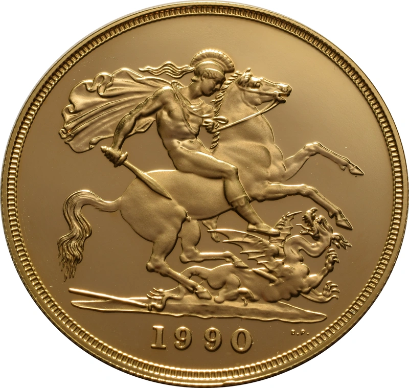 1990 Proof £5 Gold Coin (Quintuple Sovereign) - no Box or cert