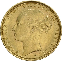 1876 Gold Sovereign - Victoria Young Head - S
