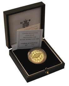 1999 Two Pound Proof Gold Coin: Rugby World Cup