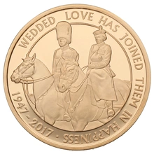 2017 Proof Gold Crown £5 Coin Platinum Wedding Anniversary Boxed