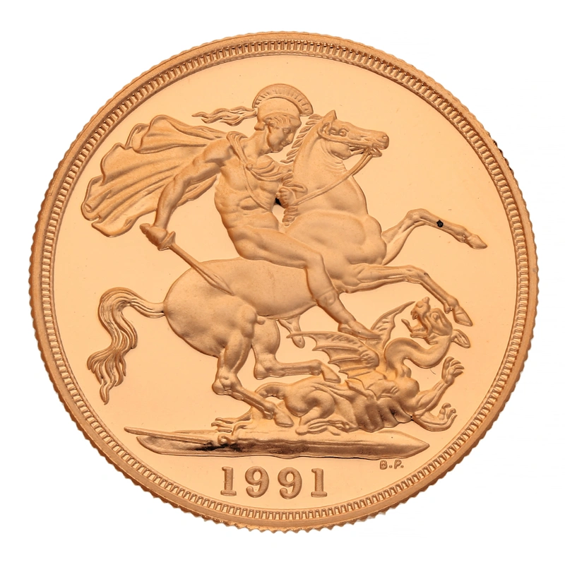 1991 £2 Two Pound Proof Gold Coin (Double Sovereign)