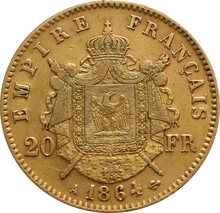 20 French Francs Gold Coin Napoleon III Laureate Head