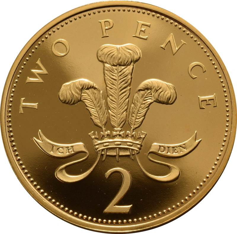 2002 Gold Proof 2p Two Pence Piece Prince of Wales Feathers