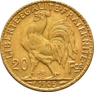 20 French Francs - Rooster Original 1899 - 1906