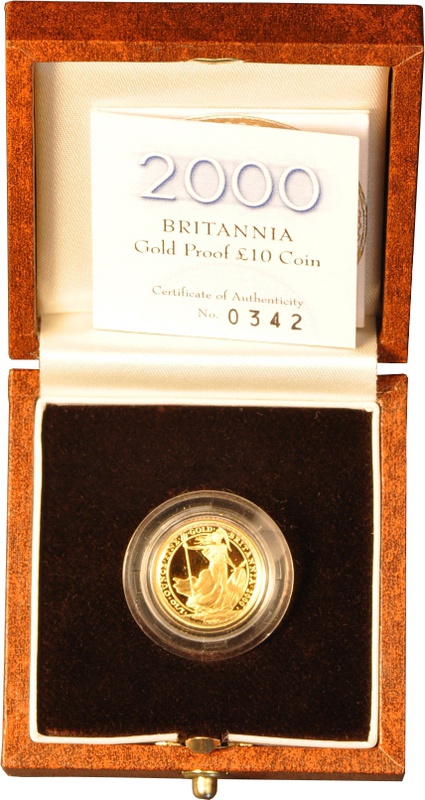 2000 Proof Britannia Tenth Ounce Gold Coin boxed with COA