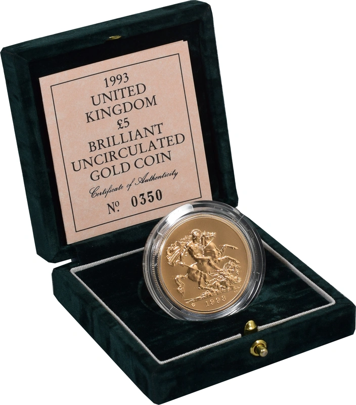 1993 Gold £5 Coin Brilliant Uncirculated Boxed