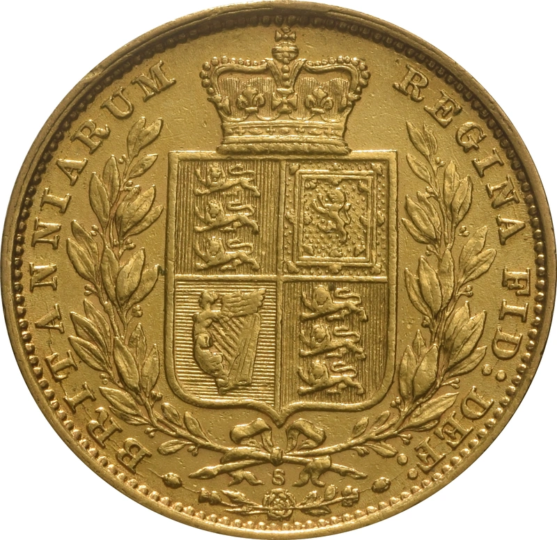 1883 Gold Sovereign - Victoria Young Head Shield Back S