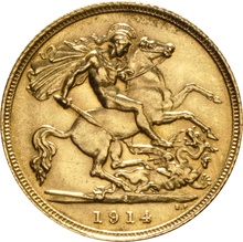 1914 Gold Half Sovereign - King George V - S