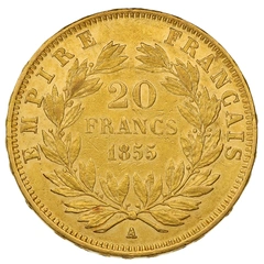 1855 20 French Francs Gold Coin Napoleon III A Greyhound