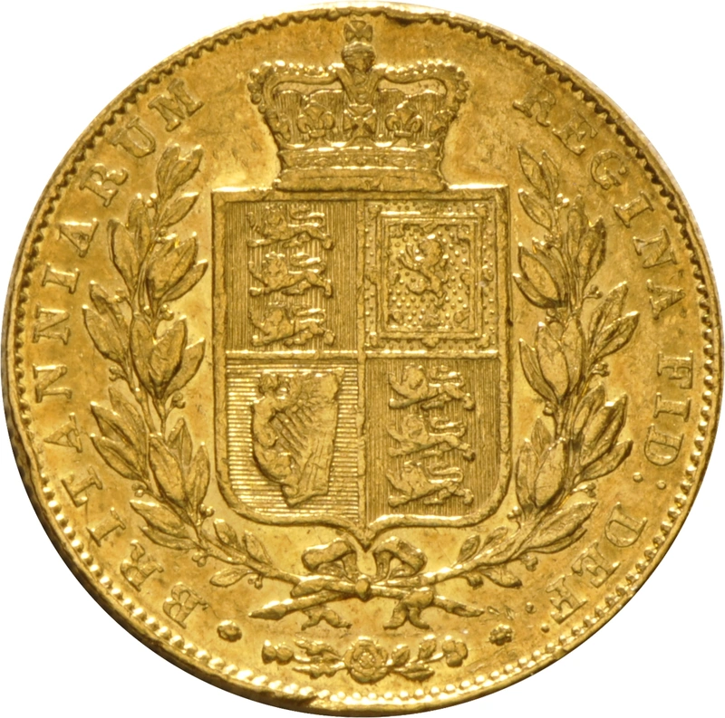 1842 Gold Sovereign Coin Queen Victoria Young Head Shield Back