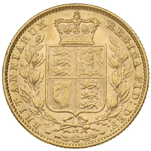 1872 Gold Sovereign - Victoria Young Head Shield Back- London