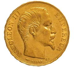1856 20 French Francs Gold Coin Napoleon III A
