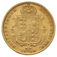 1890 Half Sovereign Victoria Jubilee Head Shield Back London